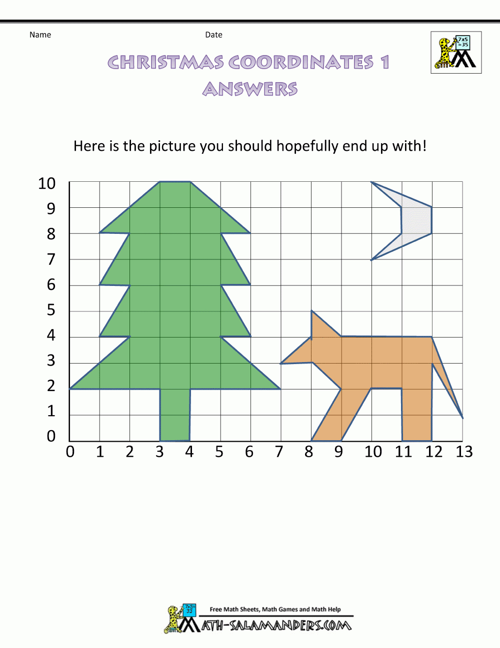 Christmas Math Activities - Free Printable Christmas Coordinate Graphing Worksheets