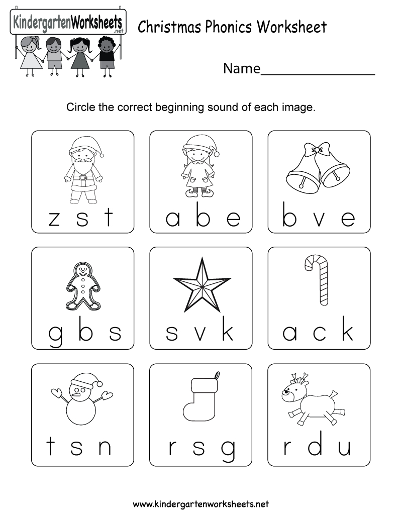 Christmas Phonics Worksheet - Free Kindergarten Holiday Worksheet - Phonics Pictures Printable Free