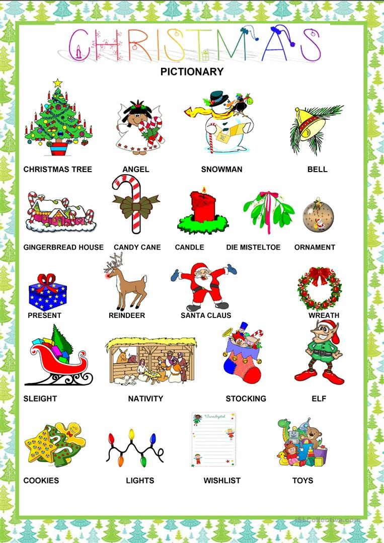 Christmas Pictionary Words Printable Printable Templates