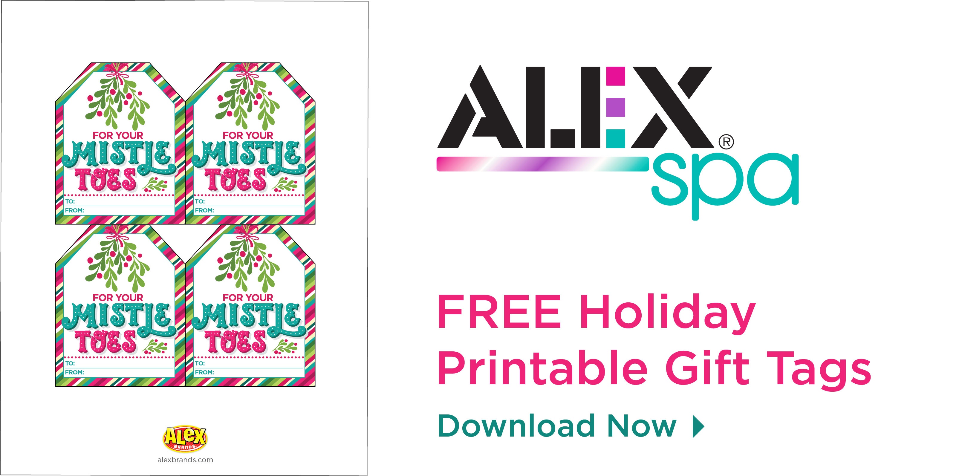 Christmas Printable Tag: Mistle Toes Spa Gift - Alexbrands - Free Printable Toe Tags