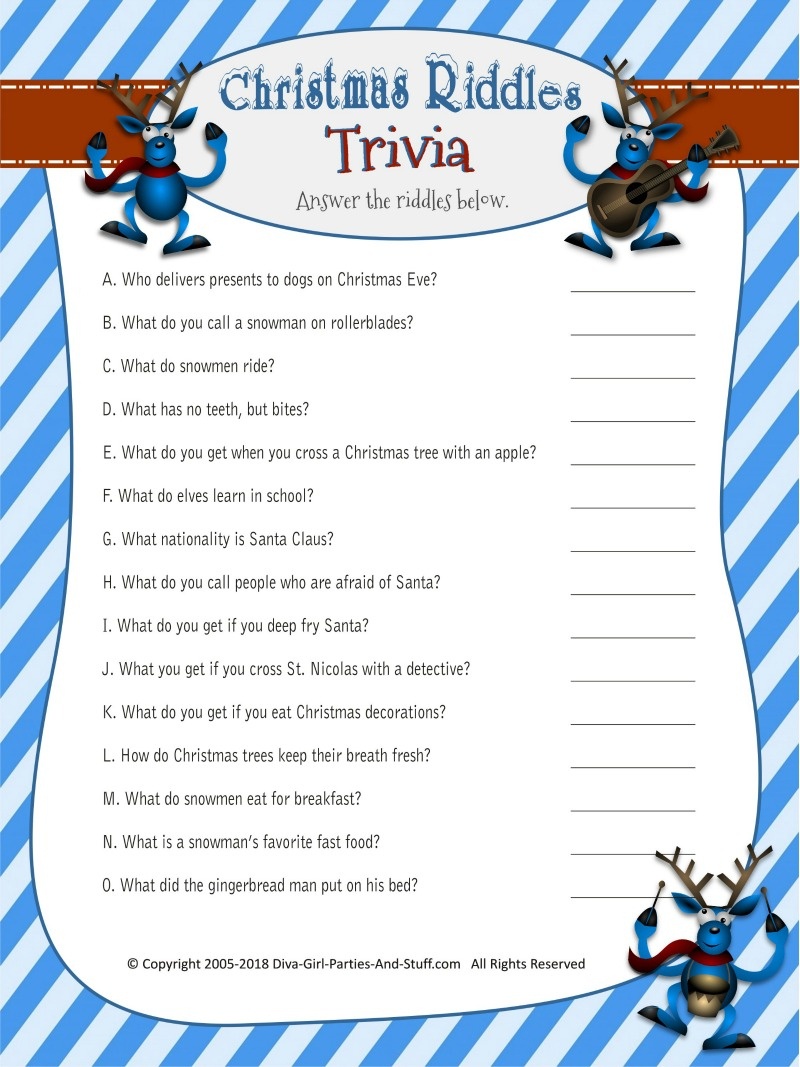 Christmas Riddles Trivia Game | 2 Printable Versions With Answers - Free Printable Christmas Riddle Games