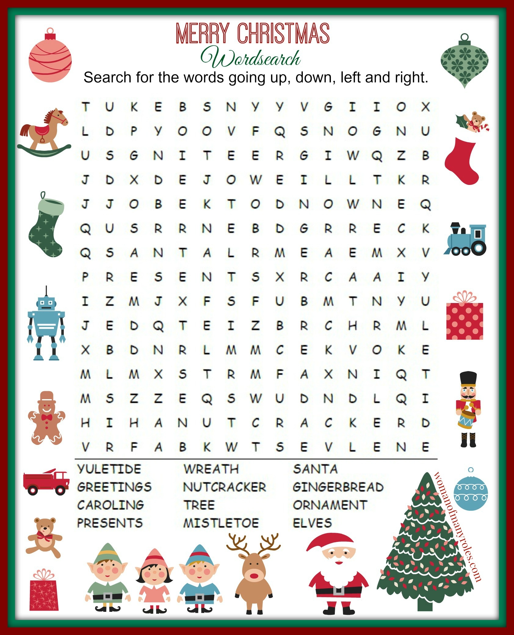Christmas Word Search Printable : Woman Of Many Roles - Free Printable Christmas Puzzles Word Searches
