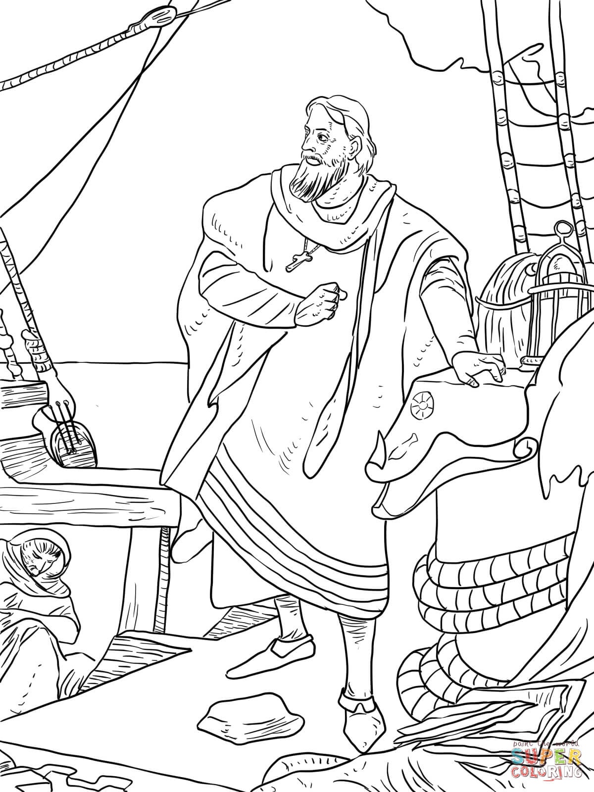 Christopher Columbus On The Santa Maria Coloring Page | Free - Free Printable Christopher Columbus Coloring Pages