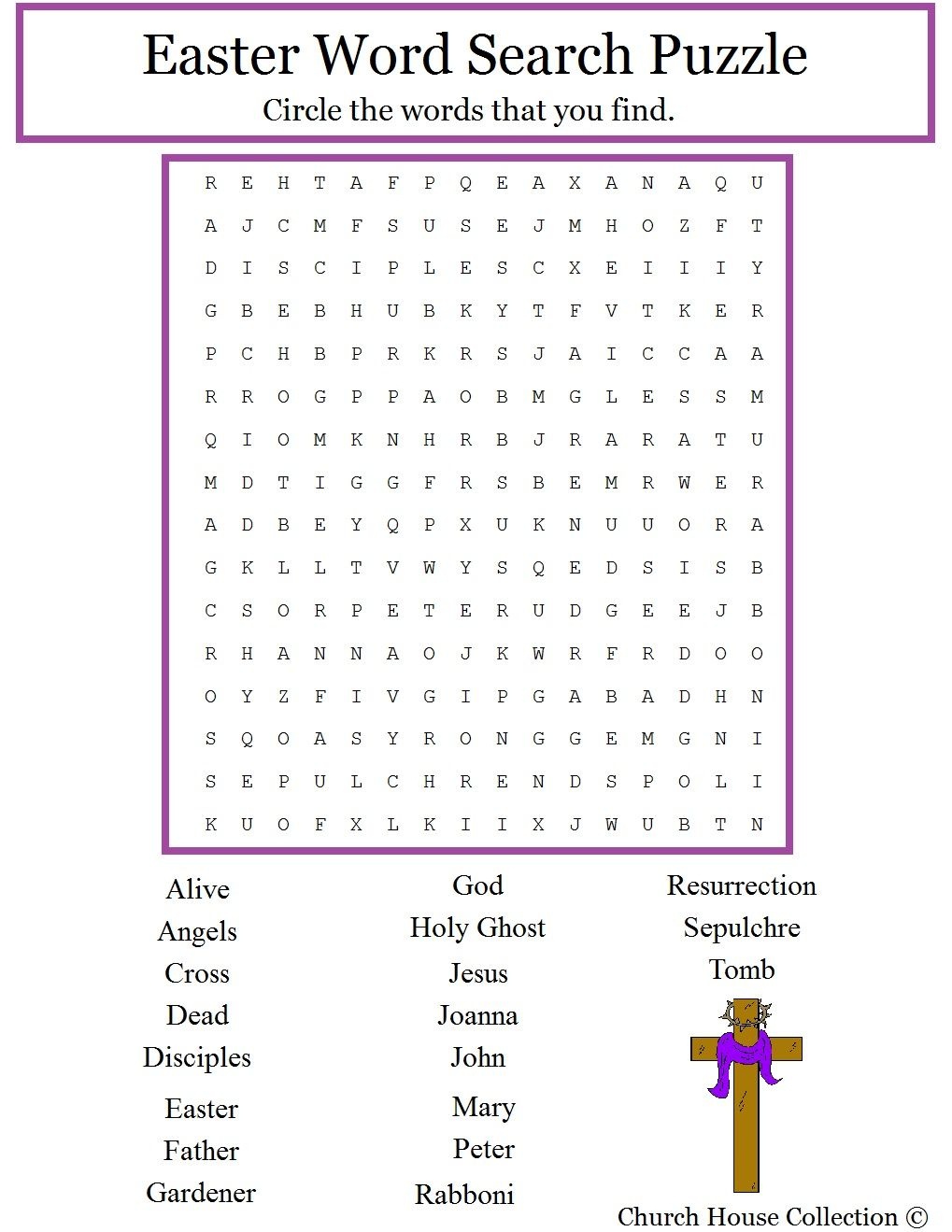 Church House Collection Blog: Christian Easter Word Search For Kids - Free Printable Religious Easter Word Searches