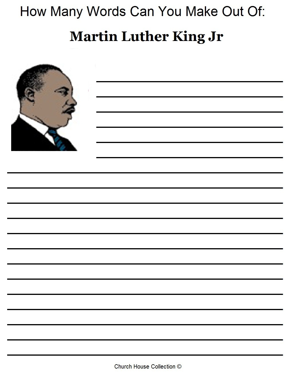 Church House Collection Blog: Free Martin Luther King Jr Worksheets - Free Printable Martin Luther King Jr Worksheets