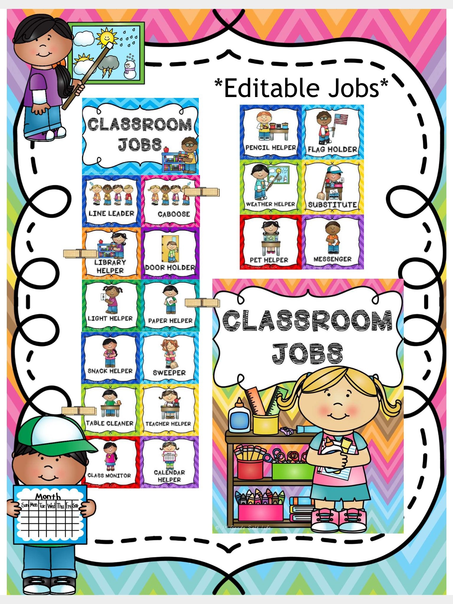 Classroom Jobs Clip Chart | Pre-K | Classroom Job Chart, Classroom - Preschool Classroom Helper Labels Free Printable