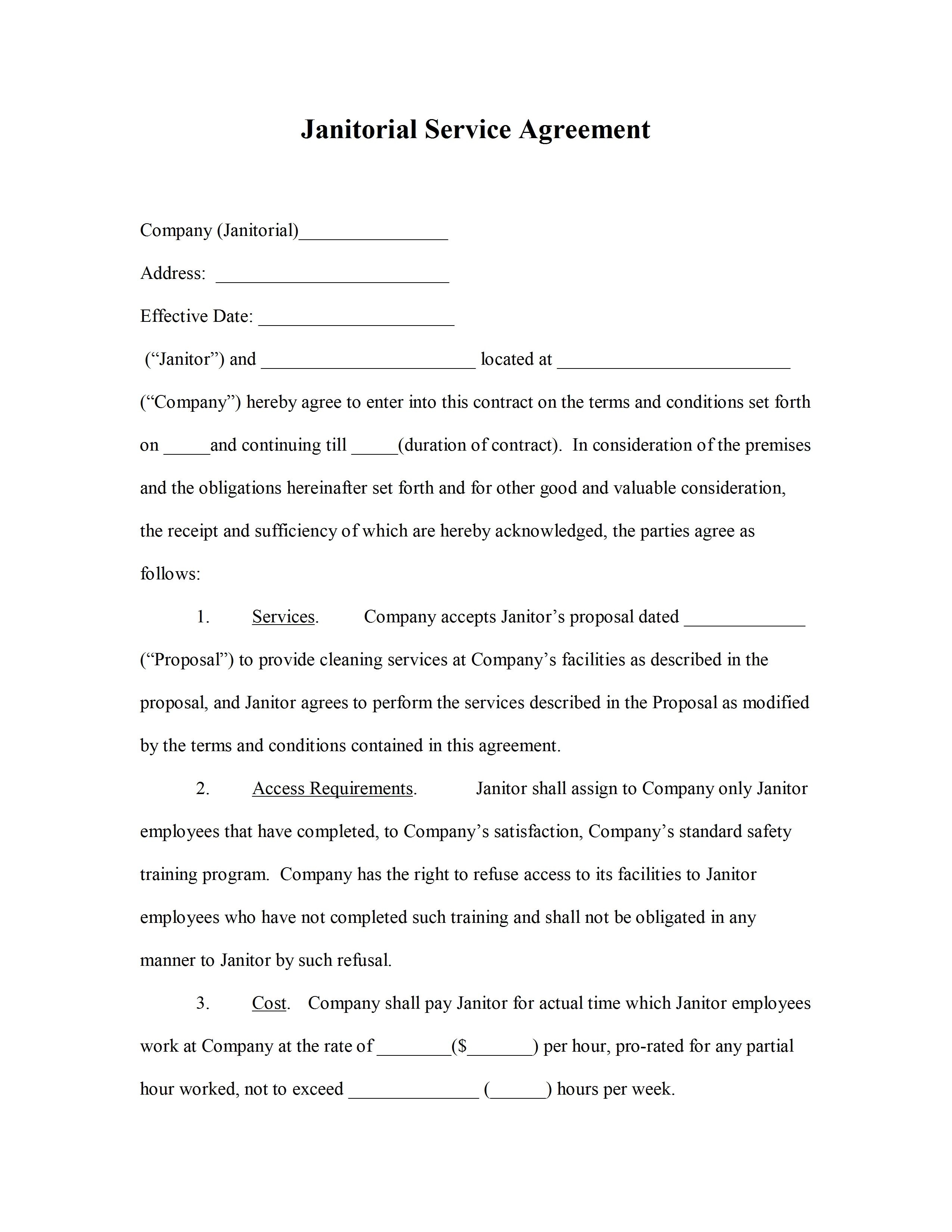 Printable Service Contract Template