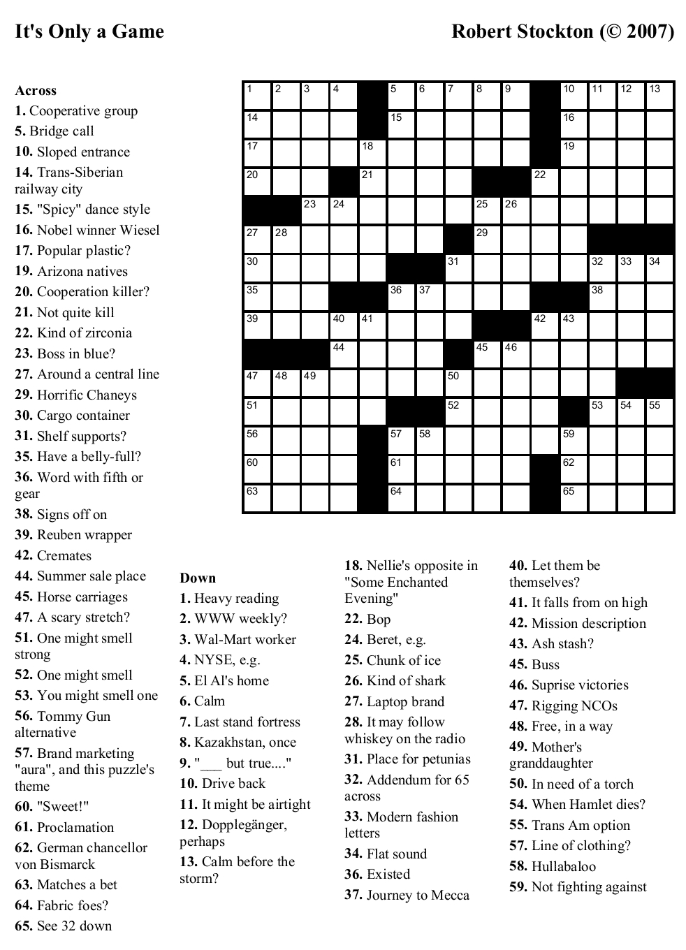 free daily online crossword puzzles