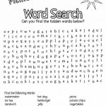 Coloring ~ Large Print Word Search Printable Free Picnic Foods   Free Printable Word Searches For Adults