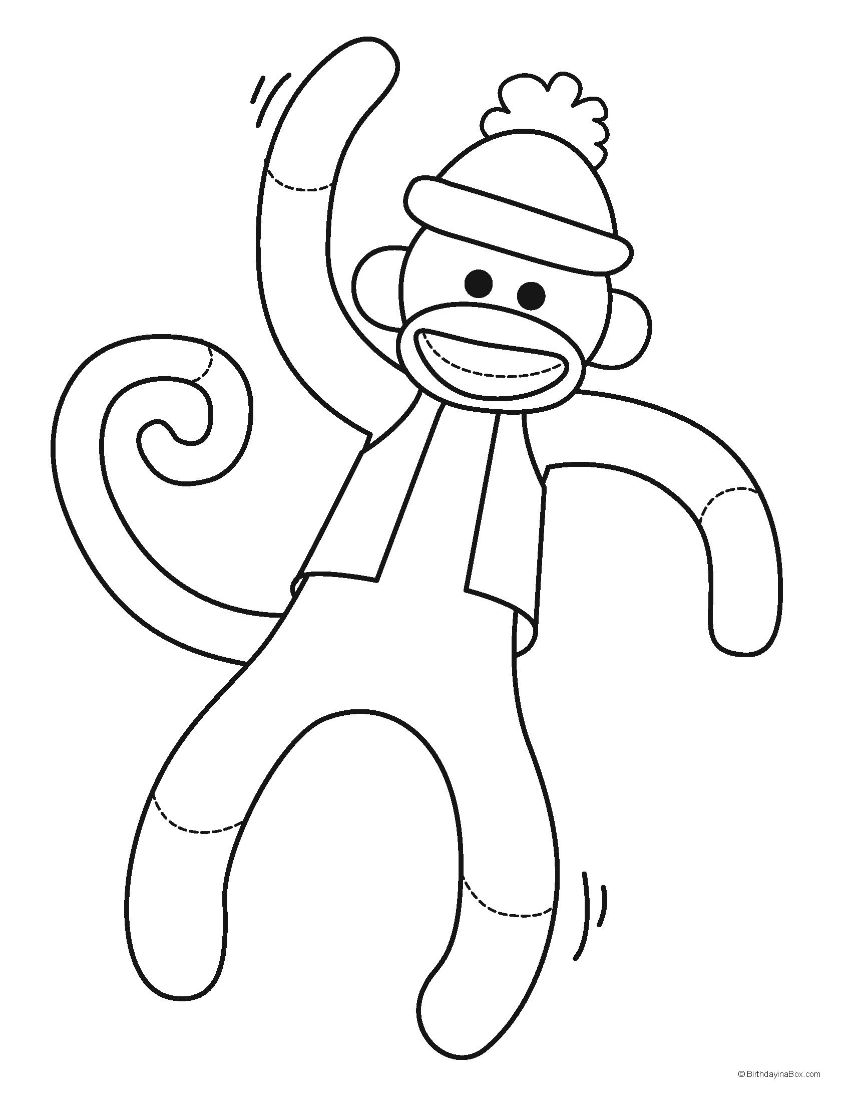 Coloring Page | Kid's Birthday Ideas | Sock Monkey Party, Sock - Free Printable Sock Monkey Pictures