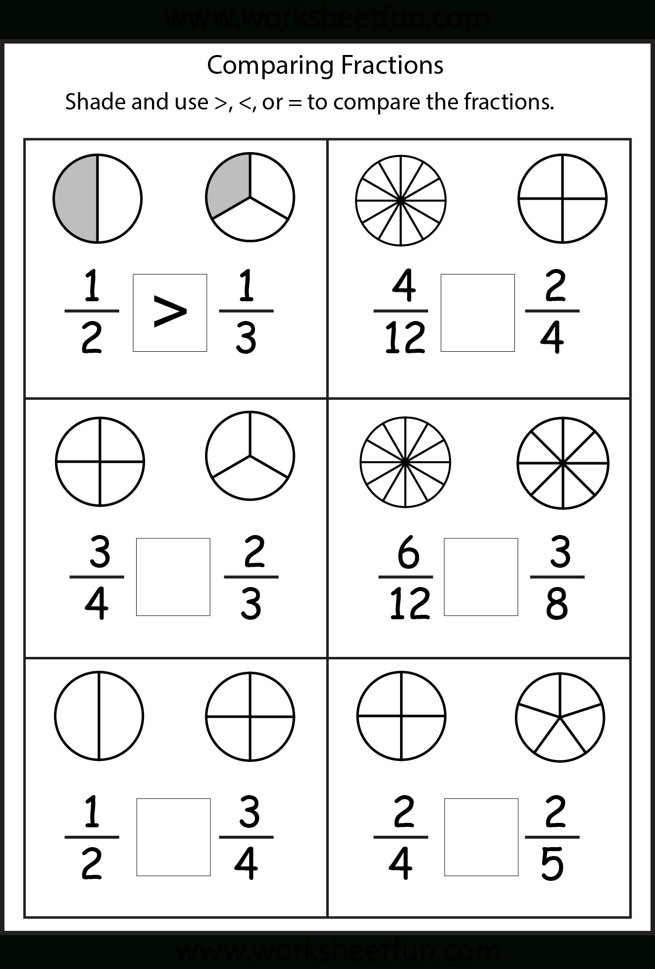 Comparing Fractions Worksheets -- 3Rd Grade #math #school | School&amp;#039;s - Free Printable First Grade Fraction Worksheets