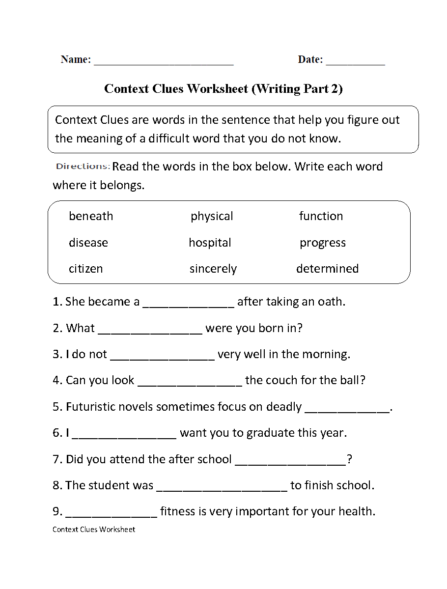 Free Printable 7th Grade Vocabulary Worksheets Free Printable 