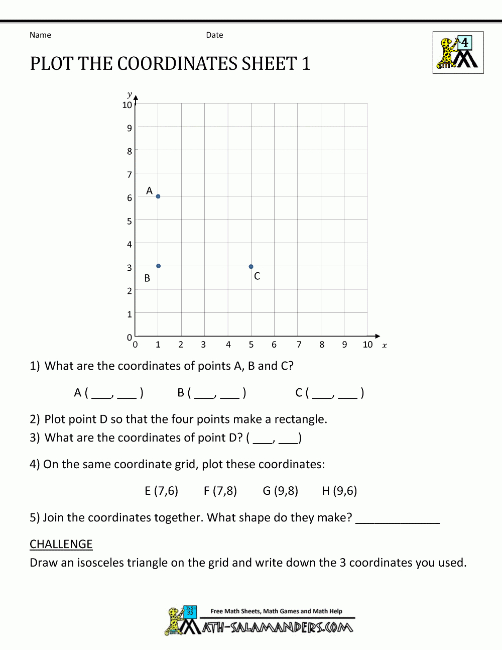 Coordinate Worksheets - Free Printable Coordinate Graphing Pictures Worksheets