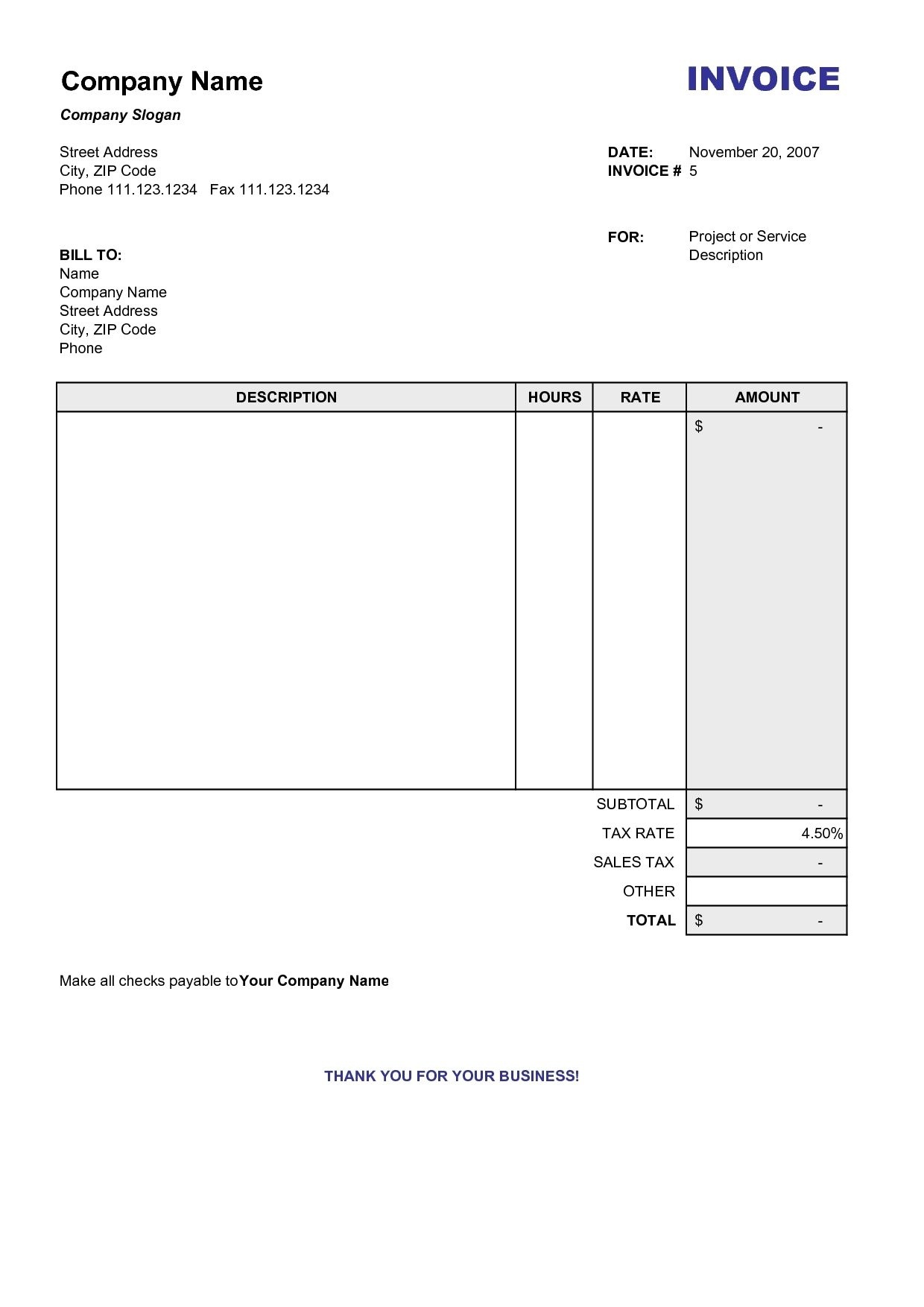 Copy Of A Blank Invoice Invoice Template Free 2016 Copy Of Blank - Free Bill Invoice Template Printable