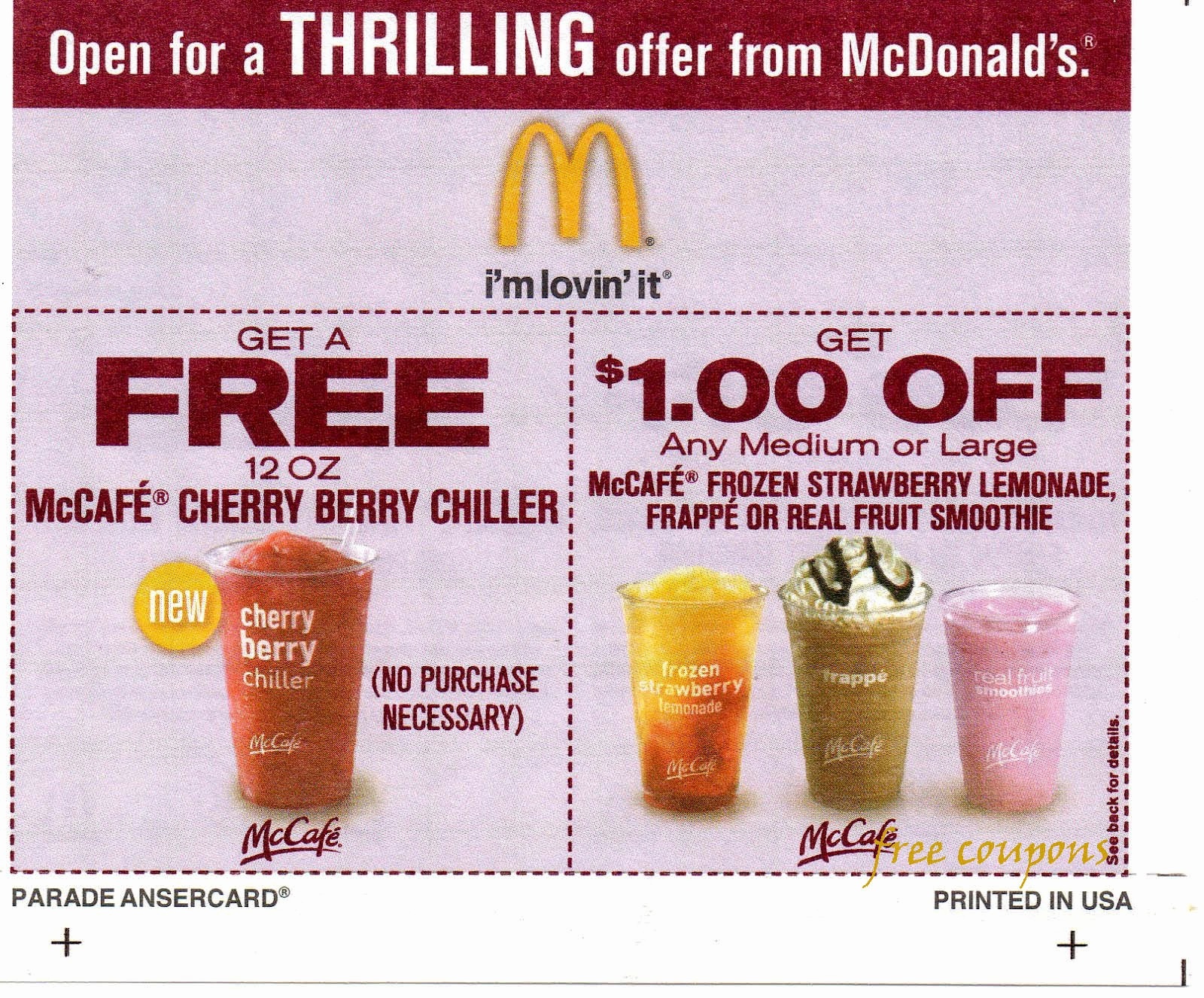 Coupons Printable And Mcdonalds Bogo Mcafe Coupon – Rtrs.online - Free Mcdonalds Smoothie Printable Coupon