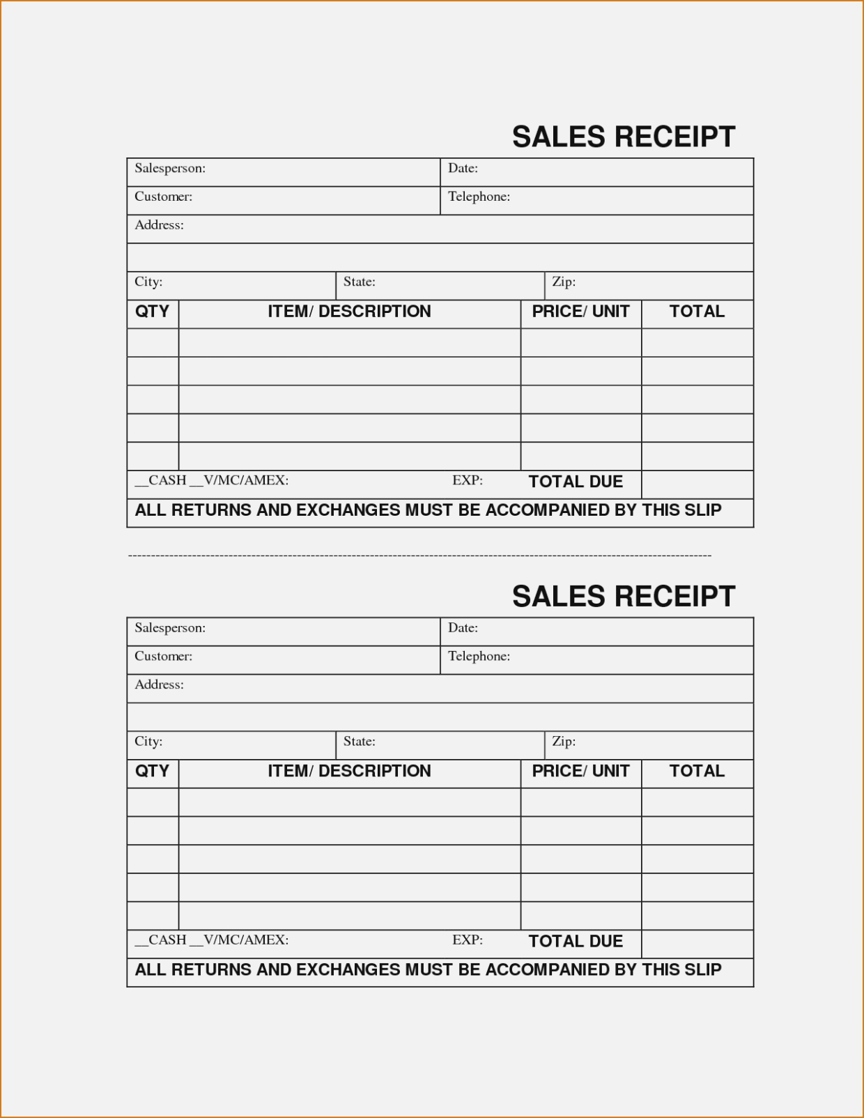 sales receipt template