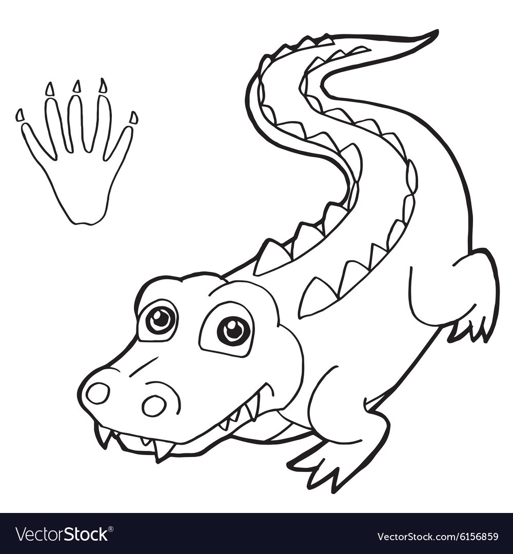 Crocodile Coloring Pages - Paw Print With Crocodile Coloring Page - Free Printable Pictures Of Crocodiles