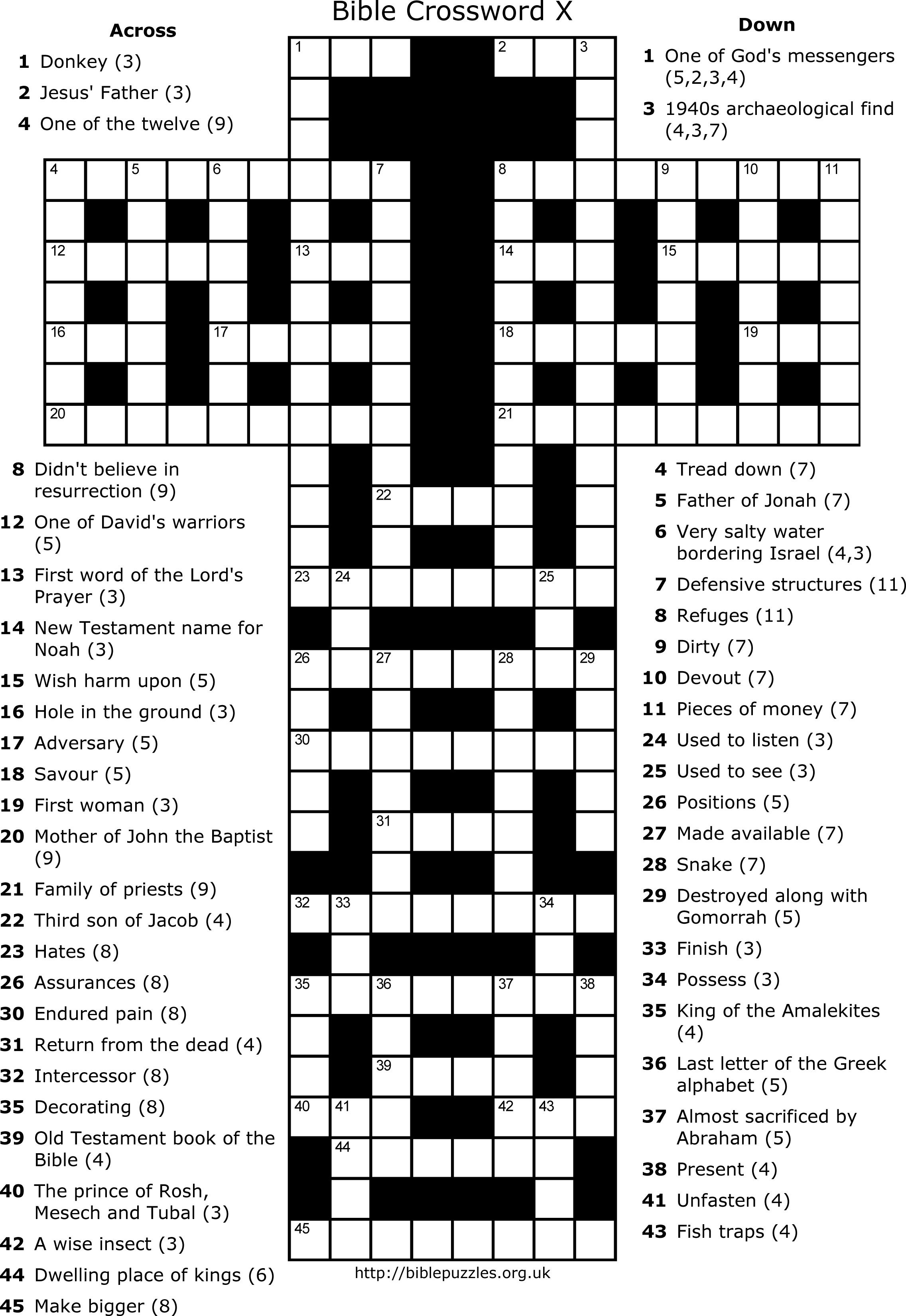 Cross Shaped Bible Crossword #easter … | Archana | Print… - Free Printable Sunday School Crossword Puzzles