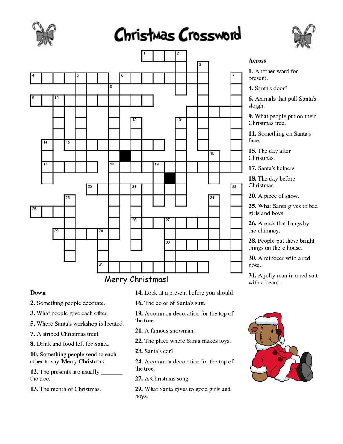 Crosswords For Kids Christmas | K5 Worksheets | Christmas Activity - Free Printable Christmas Puzzle Games