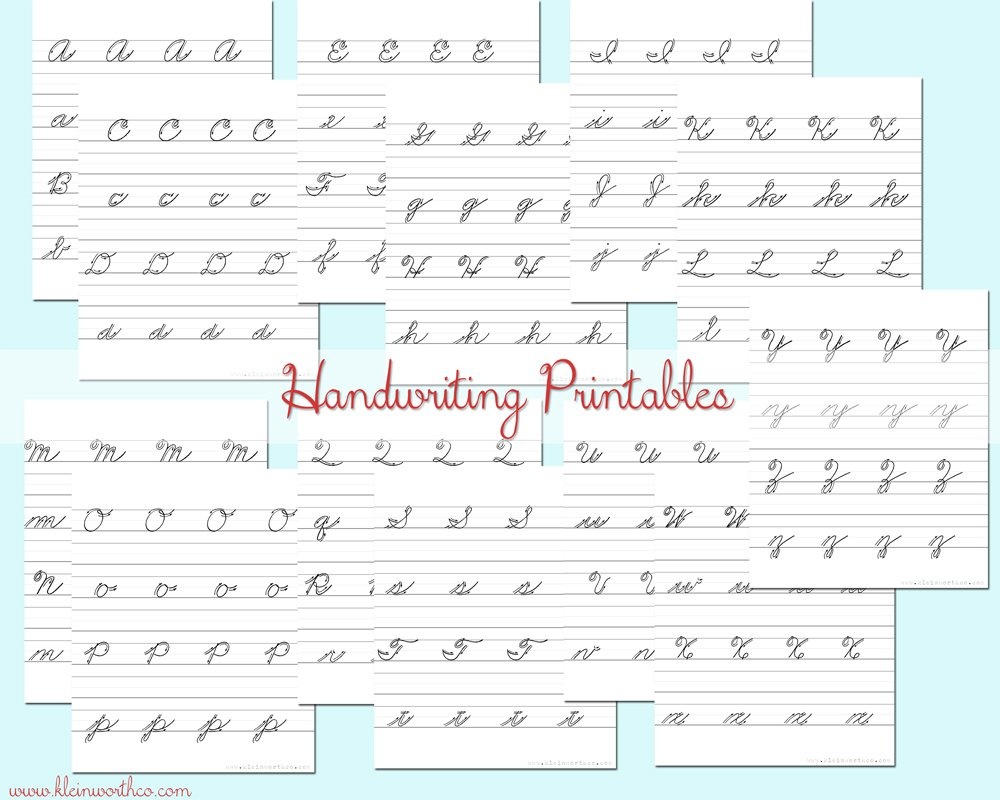 Cursive Handwriting Practice Sheets #backtoschoolweek - Kleinworth &amp;amp; Co - Free Printable Worksheets Handwriting Practice