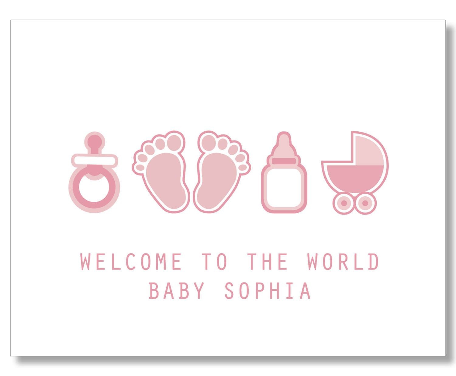 Custom Baby Girl Card. Custom Baby Name Card. New Mom Card - Congratulations On Your Baby Girl Free Printable Cards