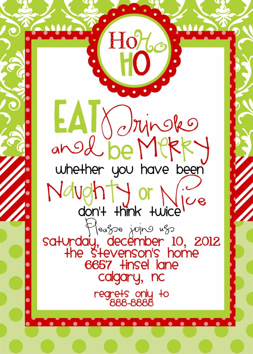 Custom Designed Christmas Party Invitations Eat Drink And Be Merry - Holiday Invitations Free Printable