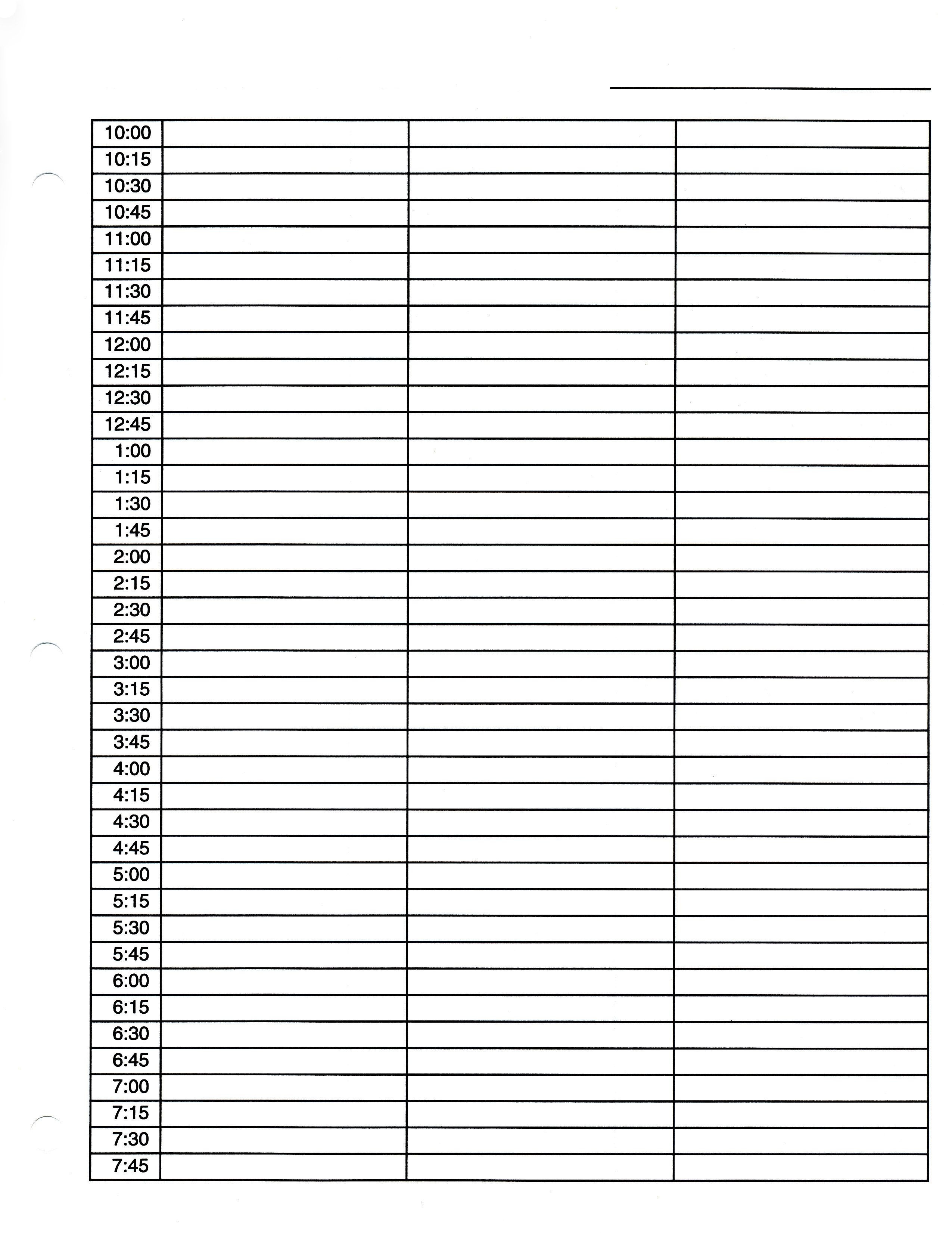 Printable Daily Hourly Schedule Template Dorm Hourly Planner
