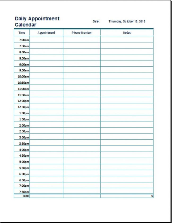Appointment Book Template Free Printable