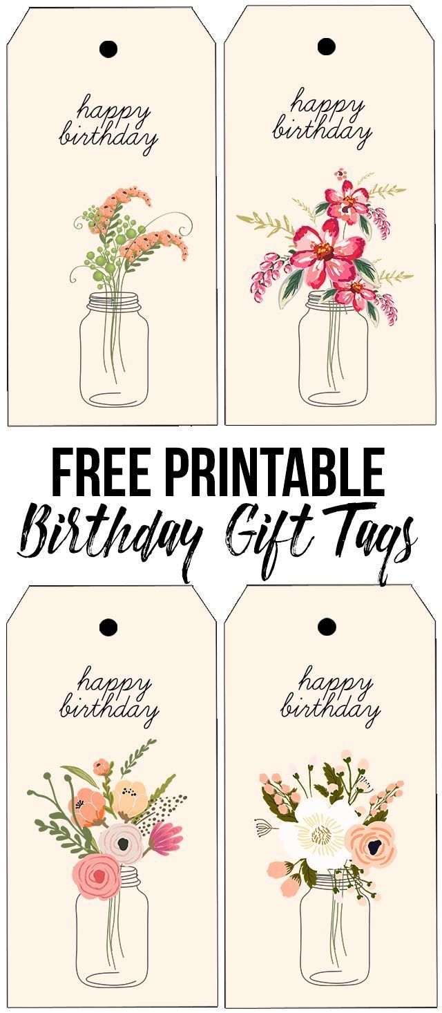 Darling (And Free) Printable Birthday Tags With Beautiful Florals - Free Printable Birthday Tags