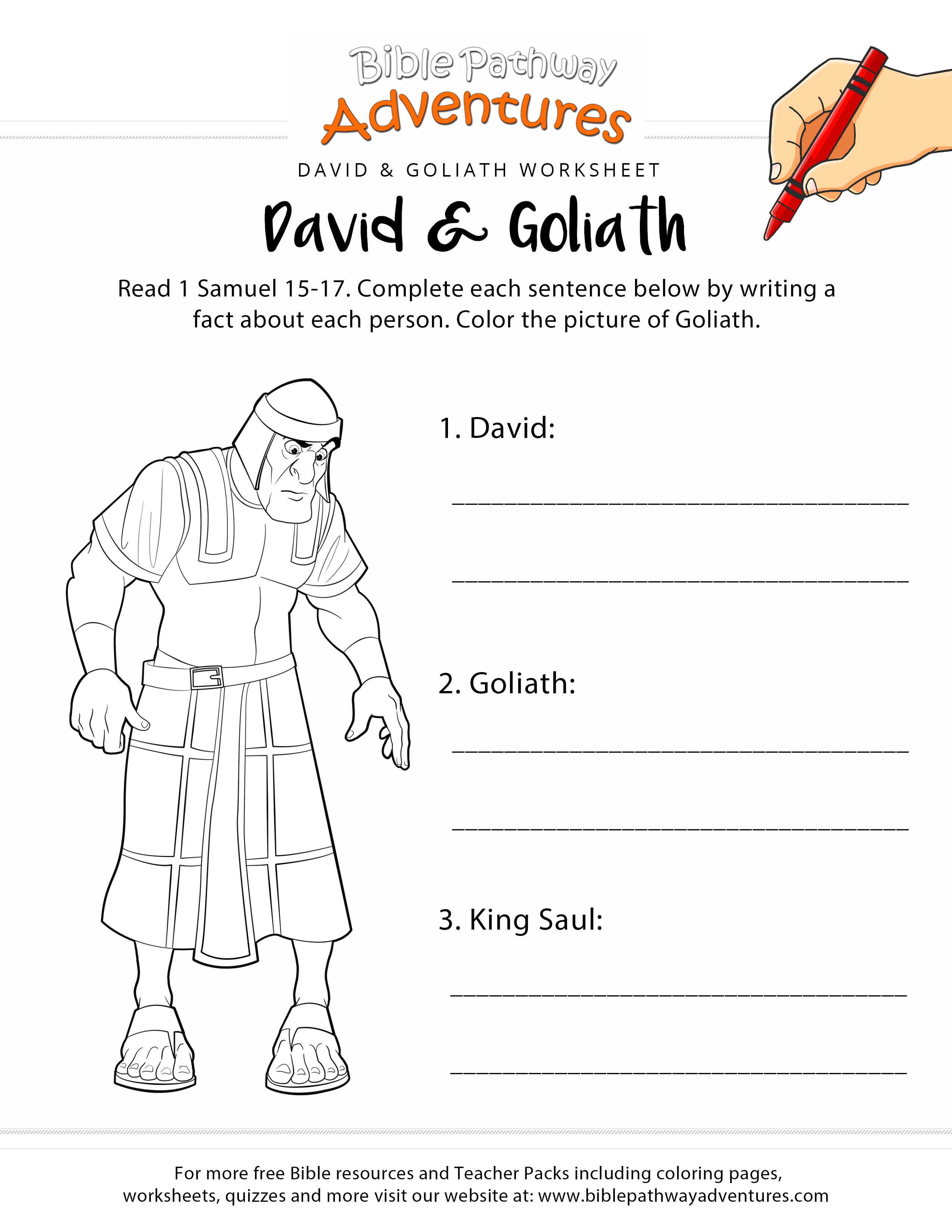 David And Goliath Worksheet &amp;amp; Coloring Page | Noah Ark Ideas | Bible - Free Printable Sunday School Lessons For Youth