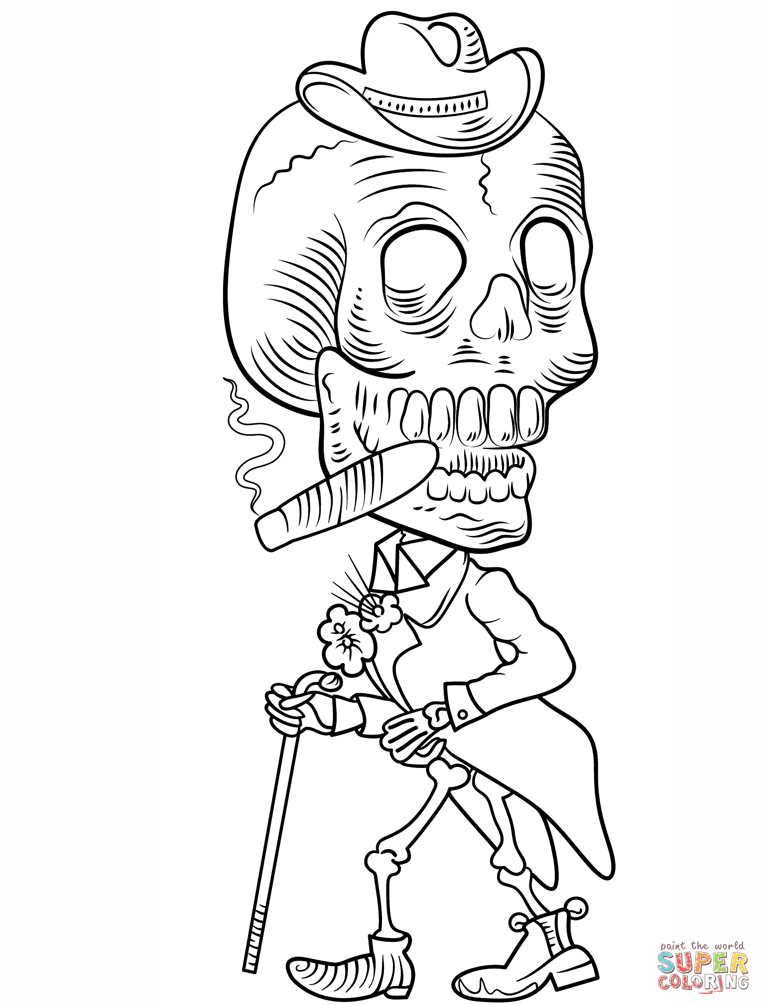 Day Of The Dead Skeleton Coloring Page | Free Printable Coloring Pages - Free Printable Skeleton Coloring Pages