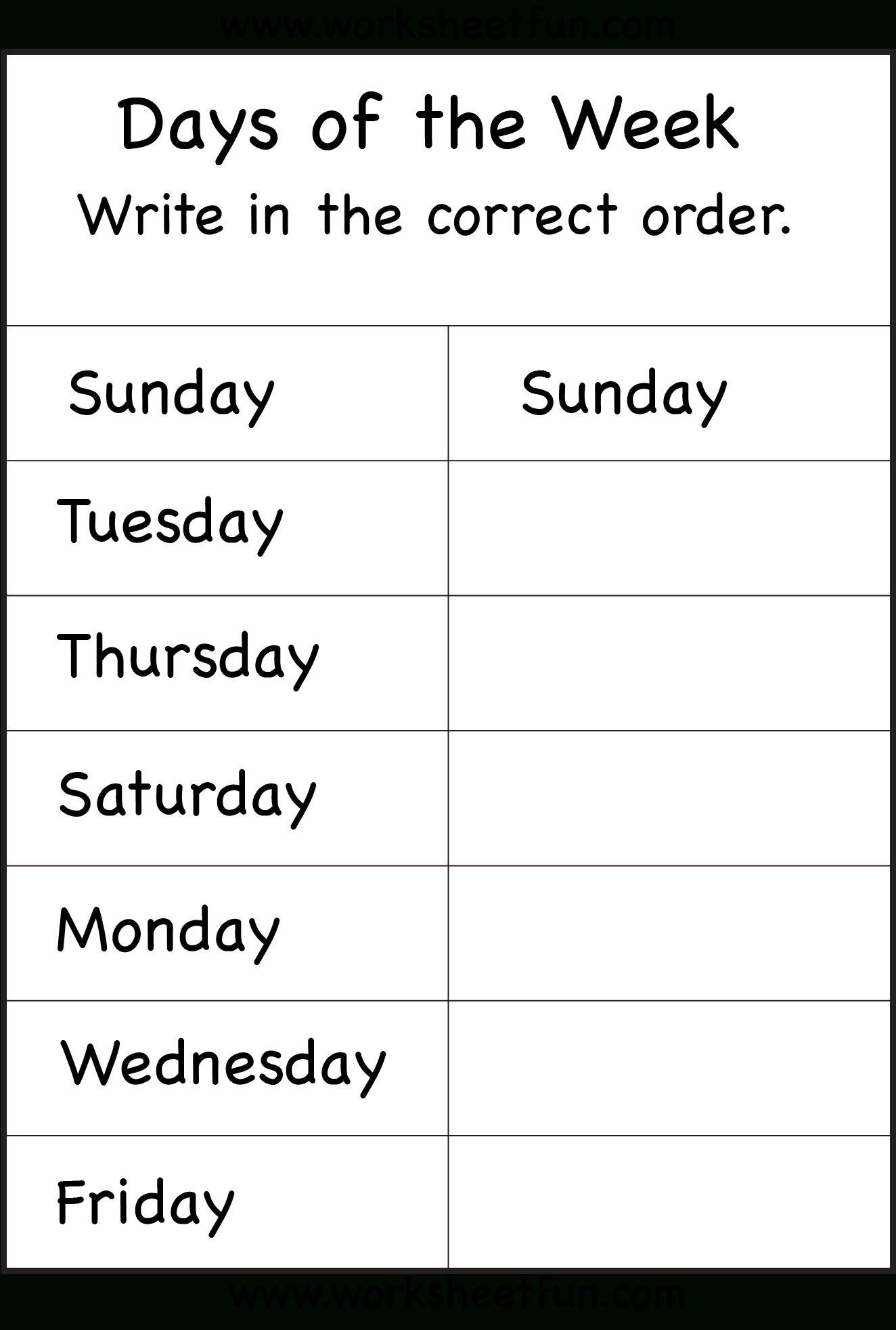 Days Of The Week – 1 Worksheet / Free Printable Worksheets - Free Printable Days Of The Week Cards