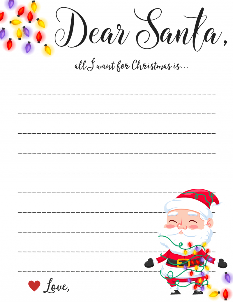 Dear Santa Letter: Free Printable Downloads - - Letter To Santa Template Free Printable