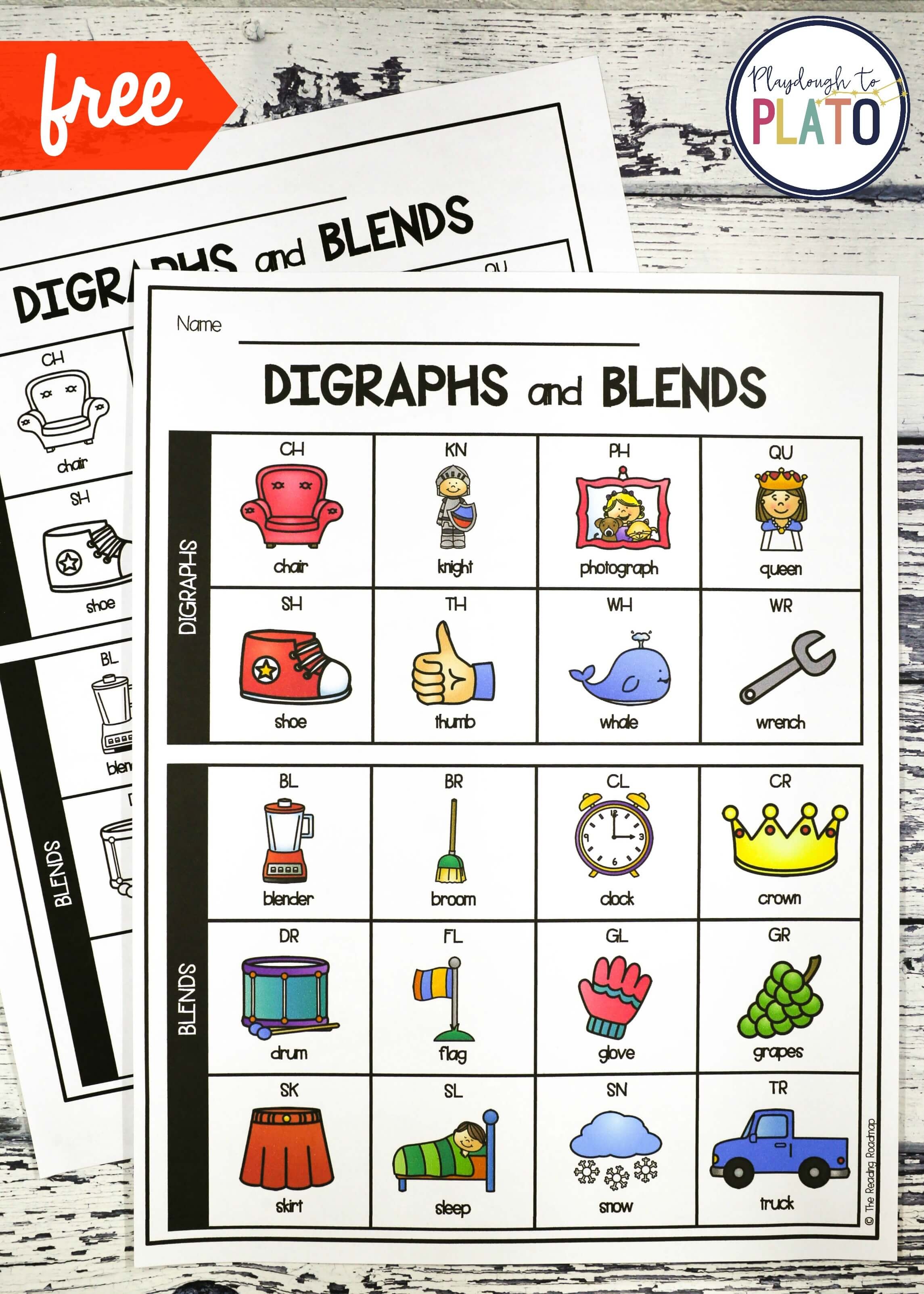 Digraph And Blend Chart Playdough To Plato Free Printable Ch Digraph Worksheets Free Printable