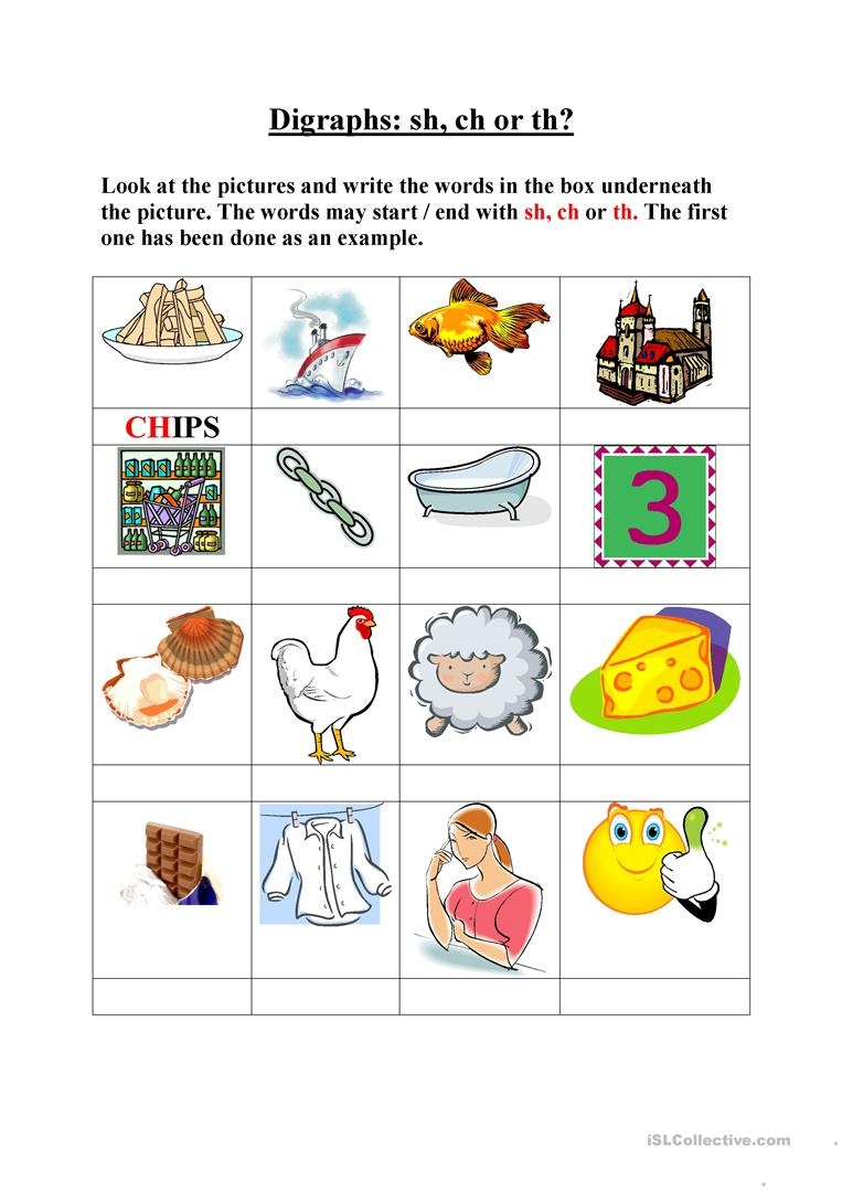 Digraphs, Sh, Ch, Th Worksheet - Free Esl Printable Worksheets Made - Sh Worksheets Free Printable