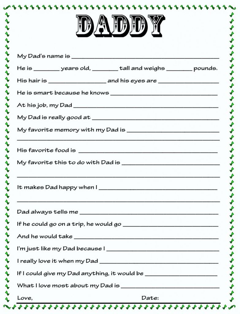 Diy} Father&amp;#039;s Day Questionnaire - In The Know Mom - Free Printable Dad Questionnaire