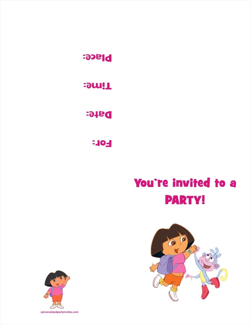 Dora The Explorer Free Printable Birthday Party Invitation - Dora The Explorer Free Printable Invitations
