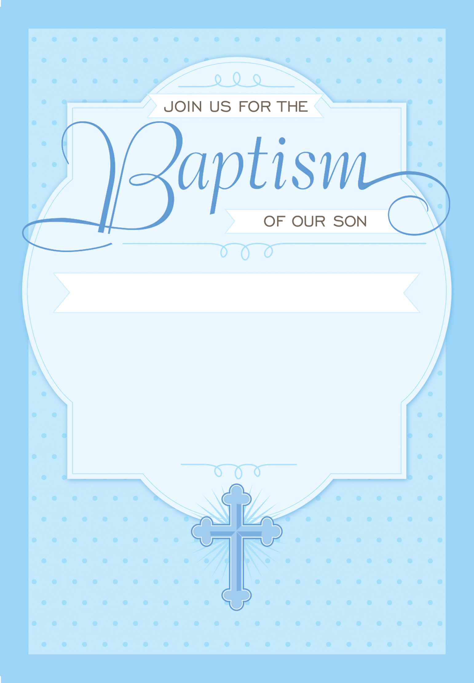 Dotted Blue - Free Printable Baptism &amp;amp; Christening Invitation - Free Printable Baptism Invitations