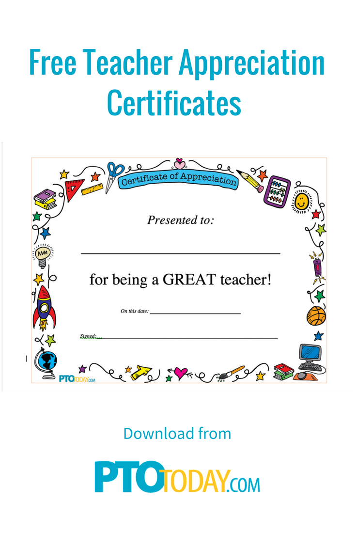 Printable Teacher Appreciation Certificates Printable Blog Calendar Here