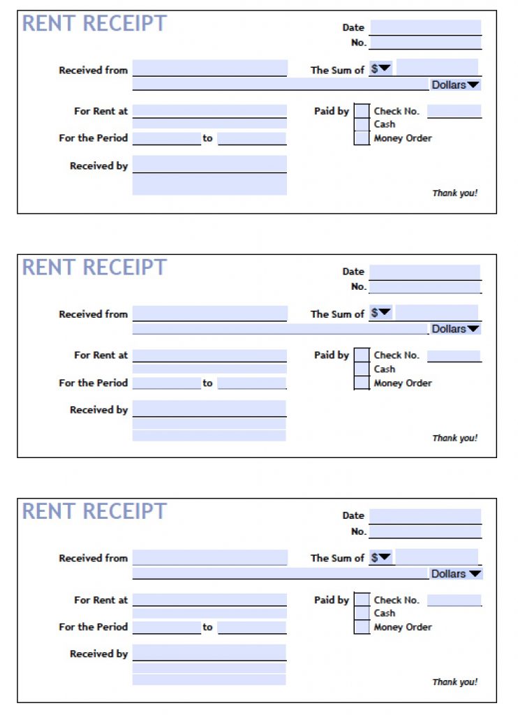 download printable rent receipt templates pdf word
