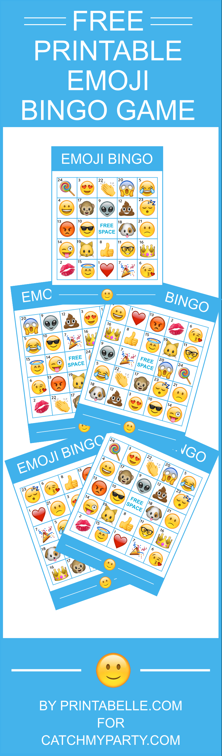 Download This Free Fantastic Printable Emoji Bingo Game! | Catch My - Free Emoji Bingo Printable
