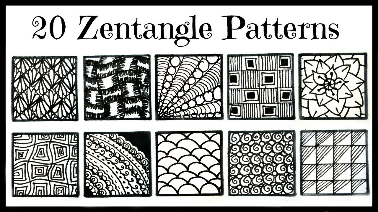 Easy- 20 Zentangle Patterns For Beginners - Youtube - Free Printable Zentangle Templates