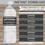 Editable Graduation Party Water Bottle Labels | Decorations   Free Printable Water Bottle Labels Graduation