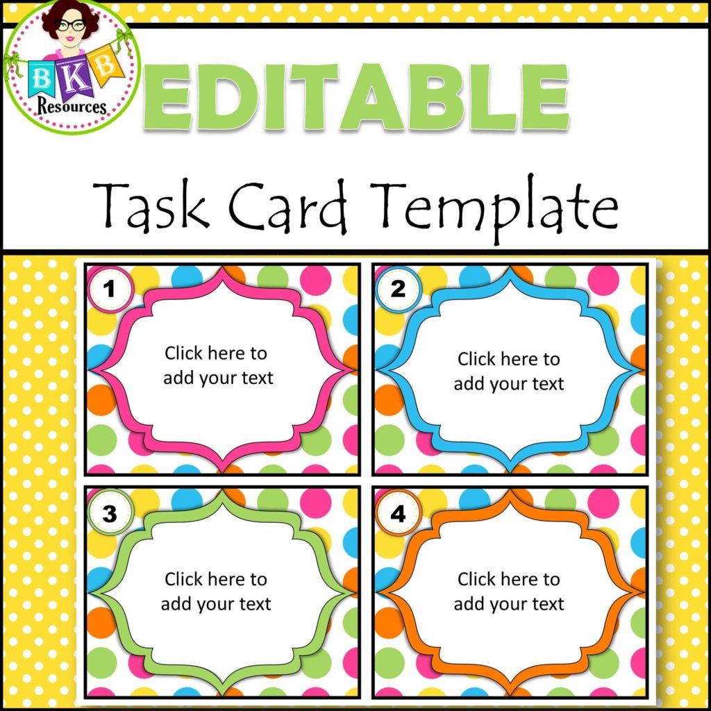 Editable Task Card Templates Bkb Resources Free Printable Blank