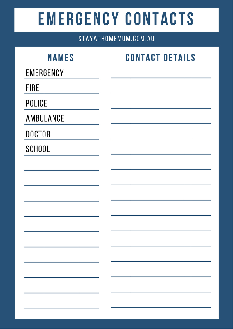 Printable Emergency Phone Number List Printable Word Searches