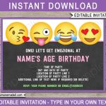 Emoji Party Invitations Template | Printable Emoji Theme Invite   Free Printable Emoji B Day Invites