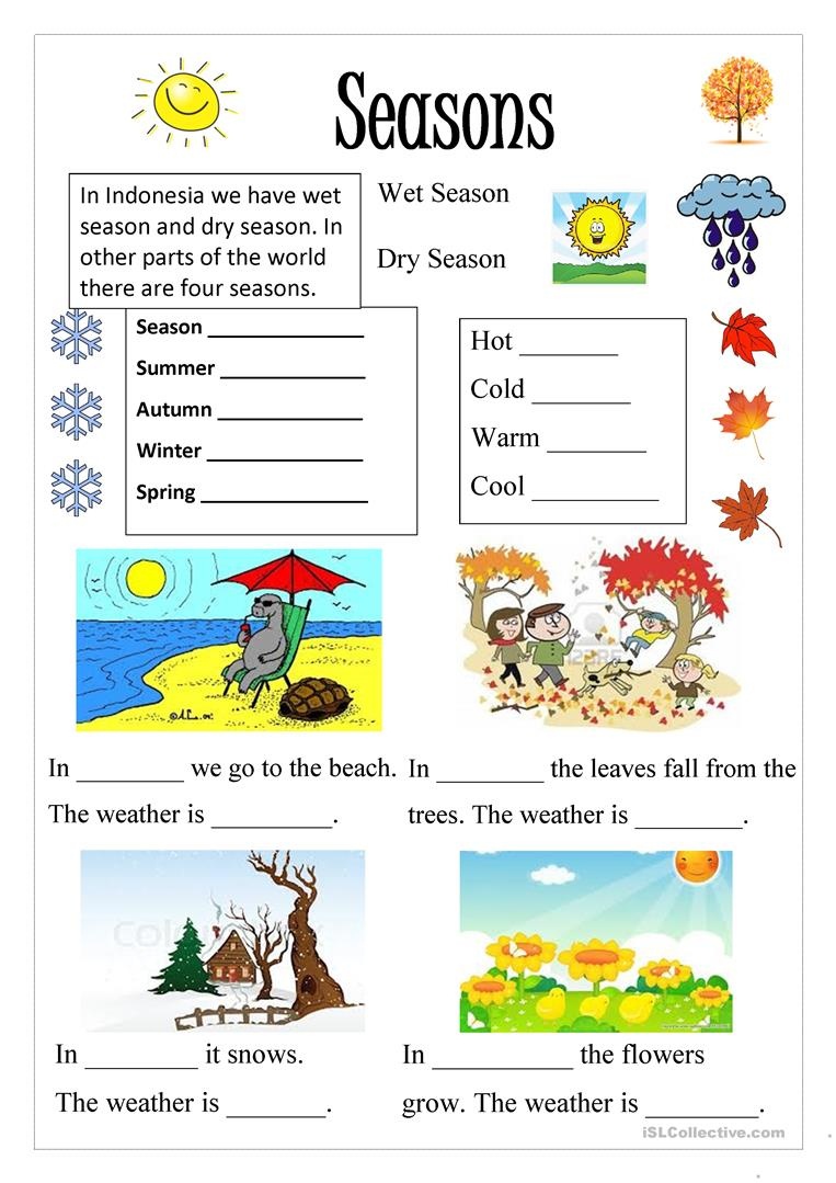 free printable seasons worksheets for kindergarten free printable