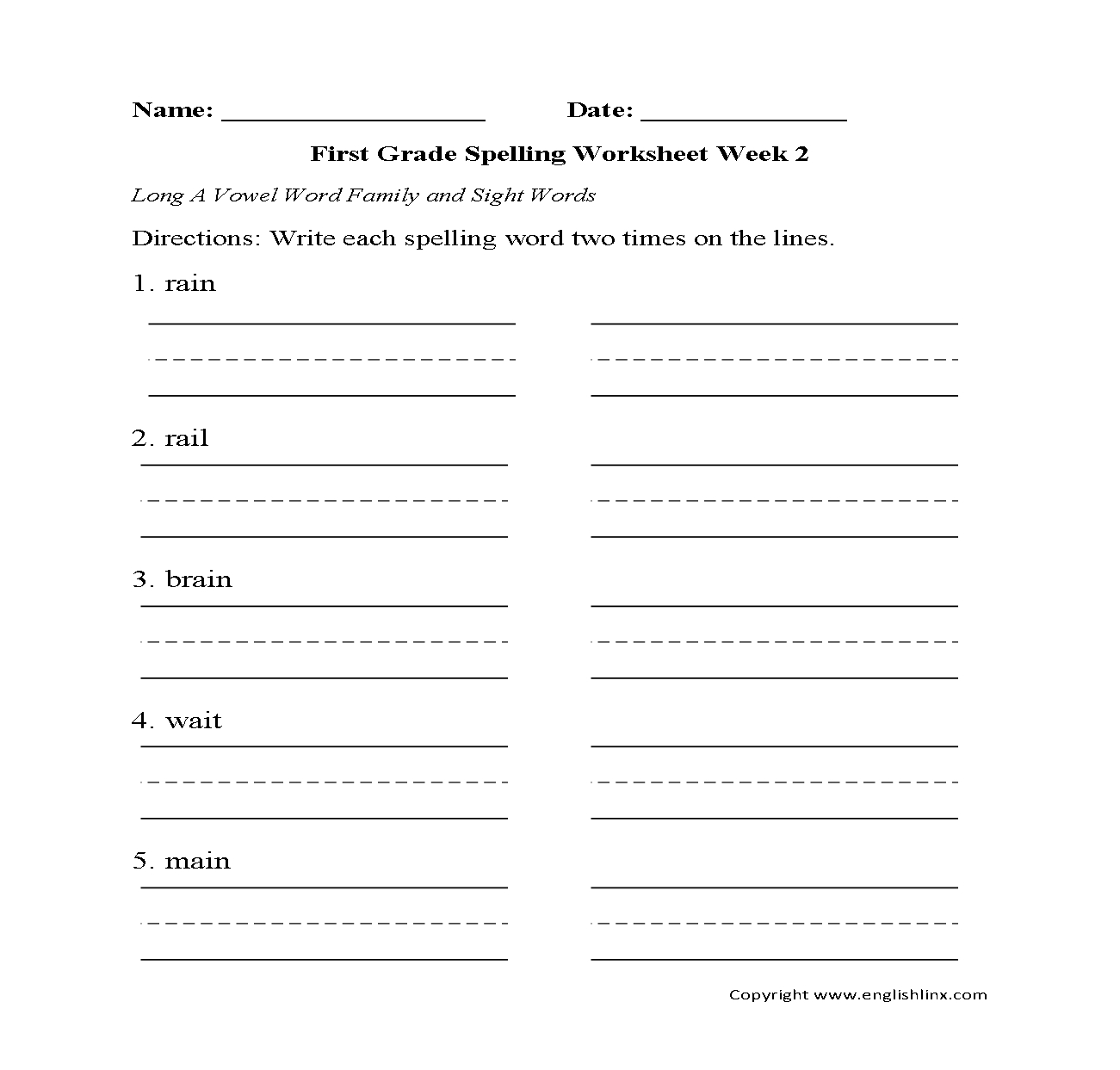 English Worksheets | Spelling Worksheets - Free Printable Spelling Worksheets For 5Th Grade