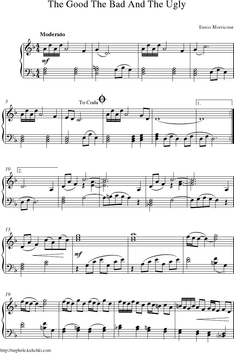 Ennio Morricone - Good Bad Ugly | Sheet Music | Easy Piano Sheet - Bad Day Piano Sheet Music Free Printable