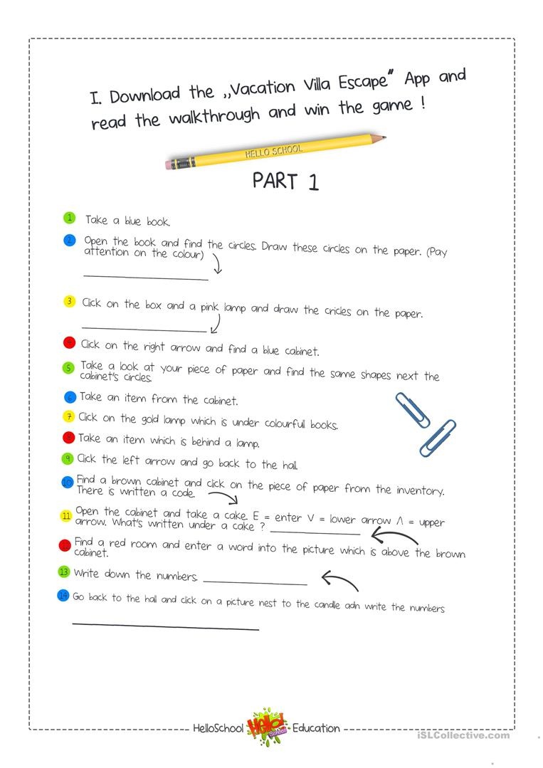 Escape Room Game Worksheet - Free Esl Printable Worksheets Made - Free Printable Escape Room Game